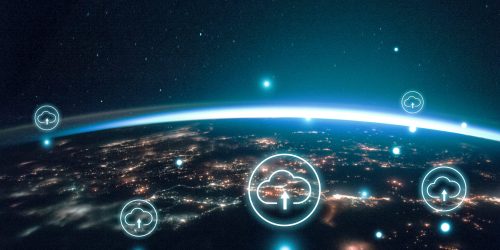 Digital world for banner background, remixed from public domain by Nasa